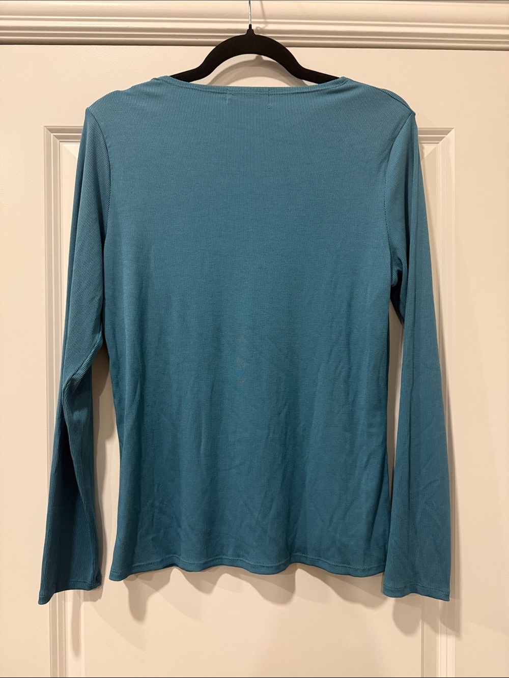 Aleeza Paris Essential Long-Sleeve Ribbed Shirt in Slate Blue Size 1X NWT - Picture 2 of 6